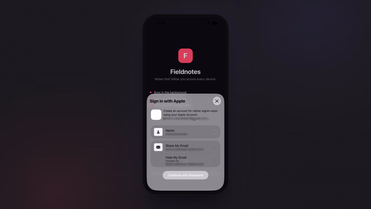 The Sign in with Apple sheet on iOS