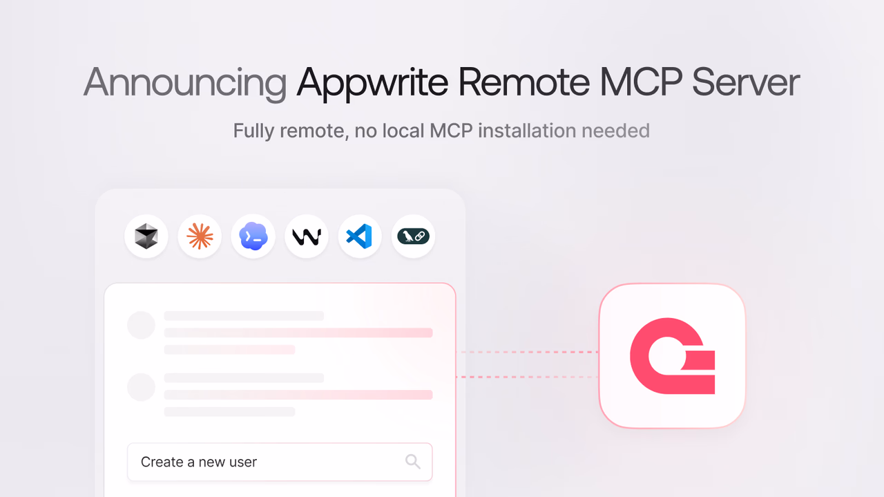 The Appwrite MCP server is now remote: one URL, no API keys