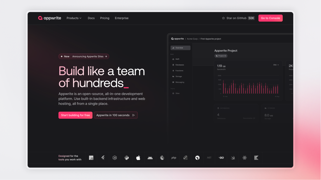 Redesigning our homepage to reflect Appwrite’s new positioning
