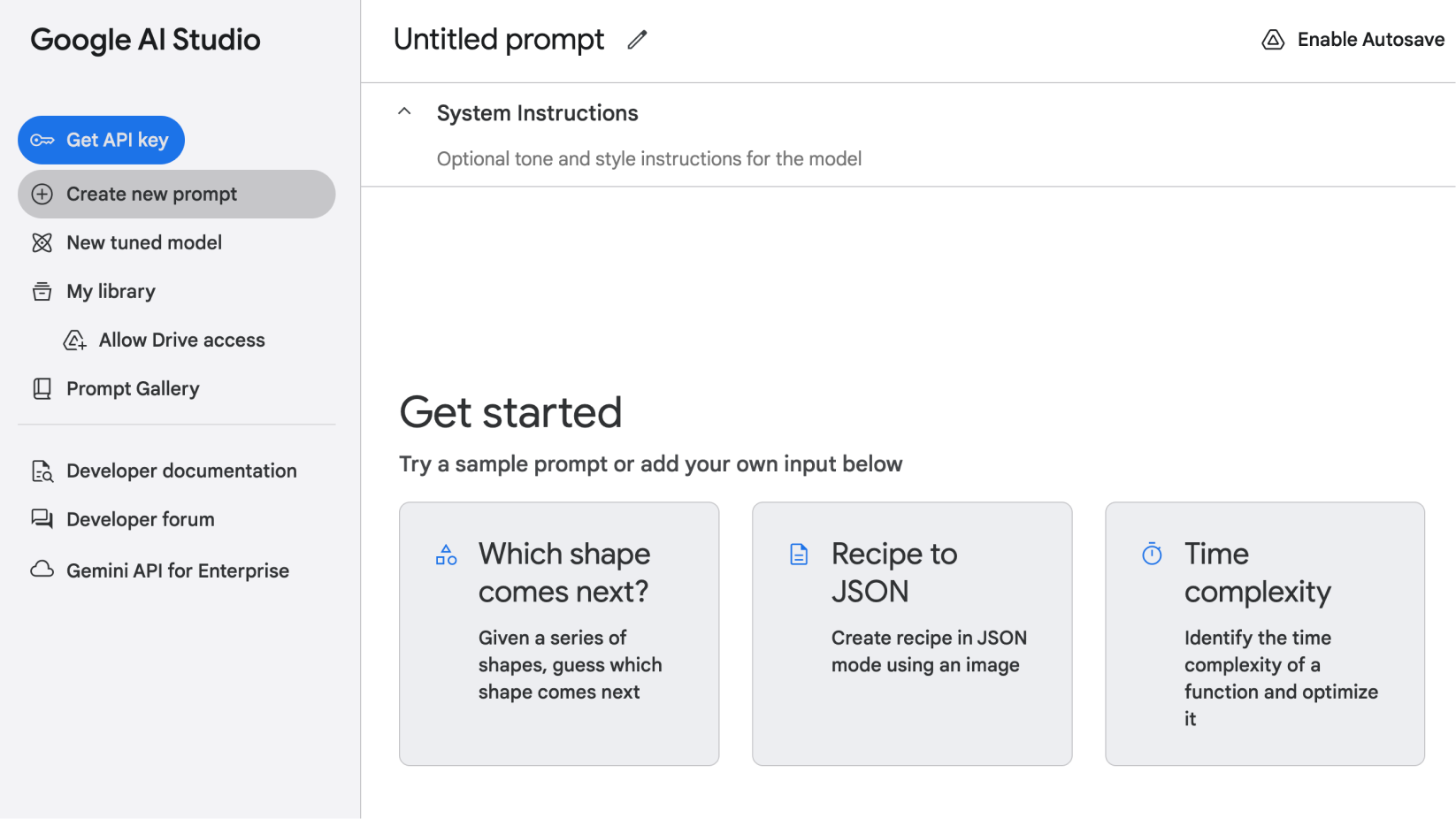 Screenshot of the Google AI Studio dashboard with the "Get API Key" button highlighted