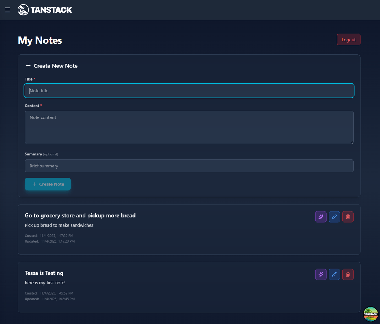 TanStack Notes App