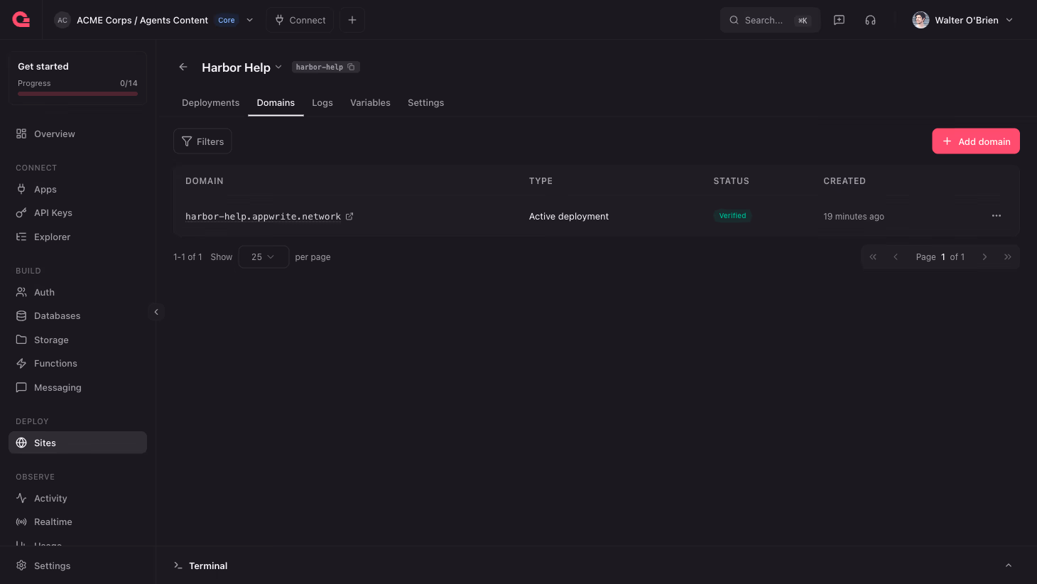 Harbor Help deployed on Appwrite Sites