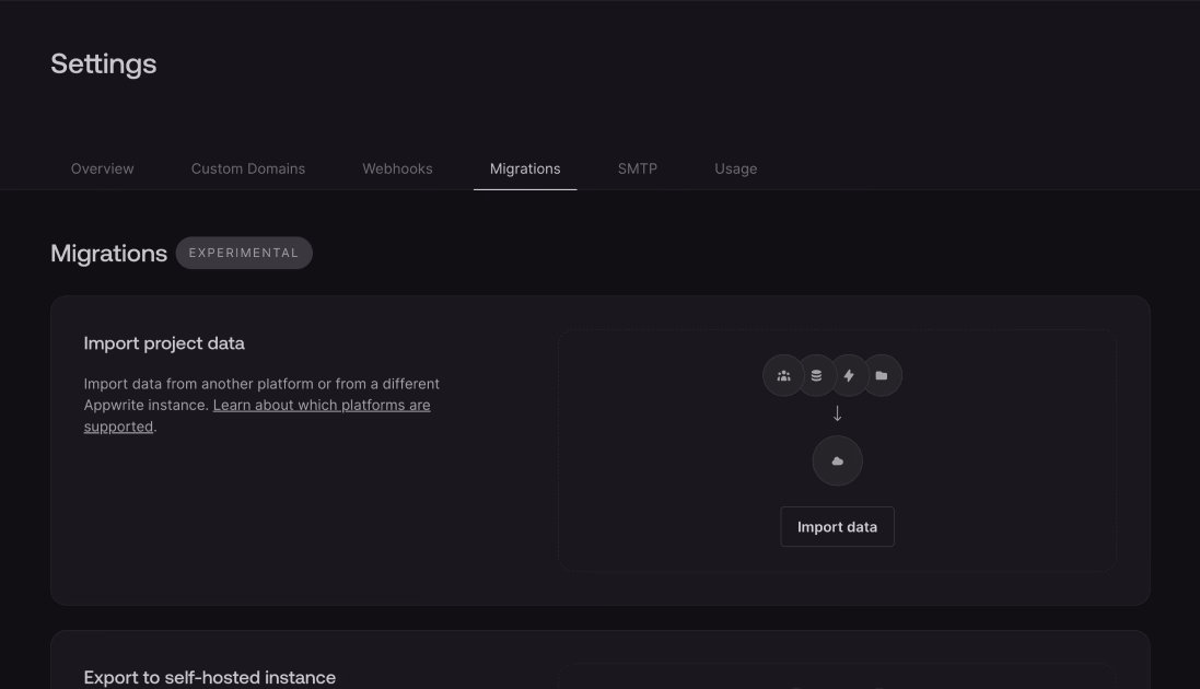 Migrations tab