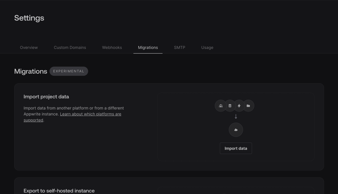 Migrations tab