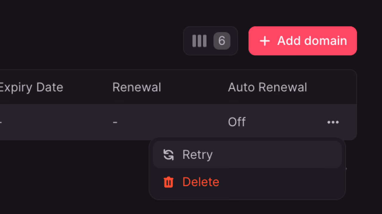 Retry button to check domain verification status