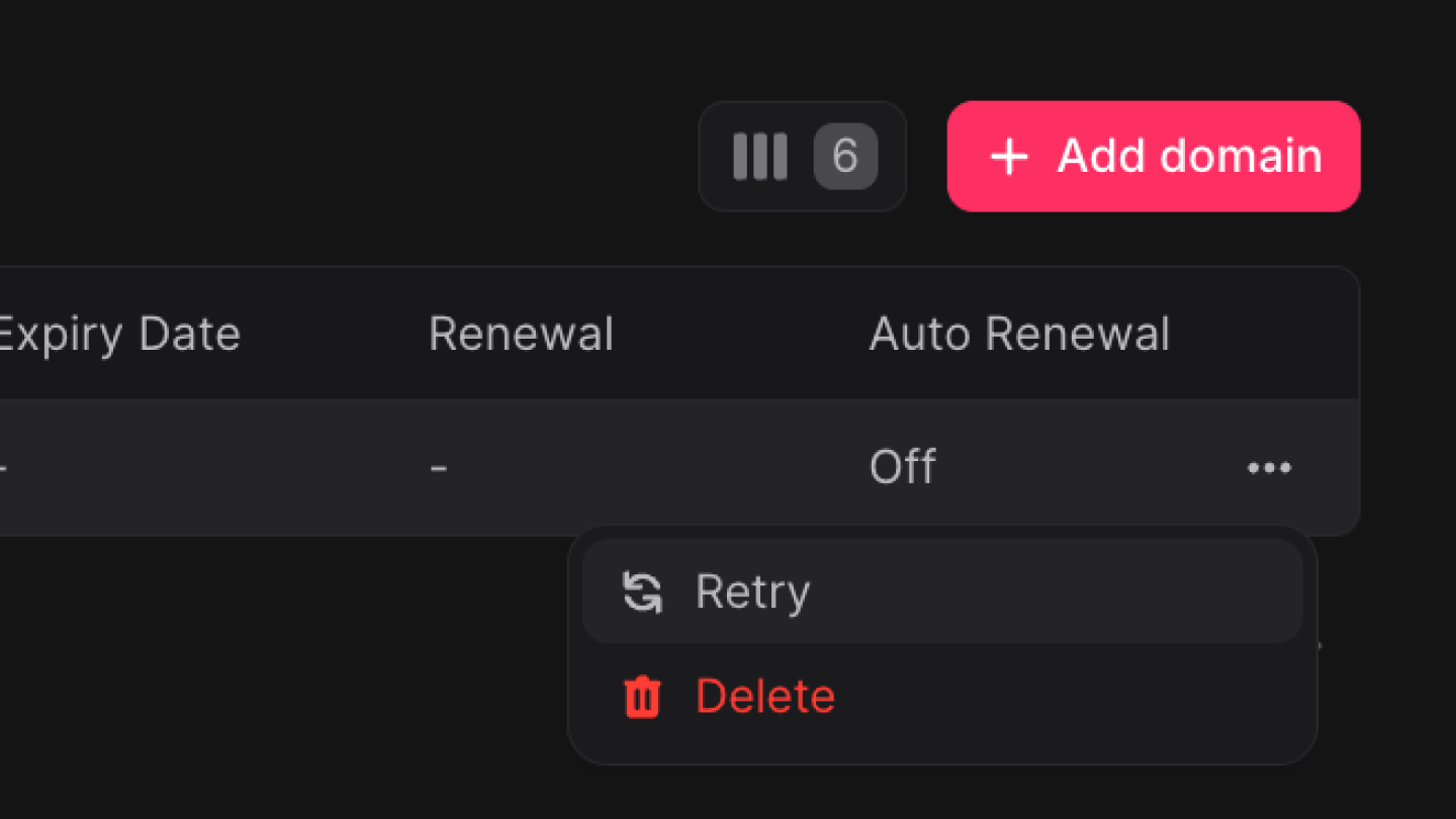 Retry button to check domain verification status