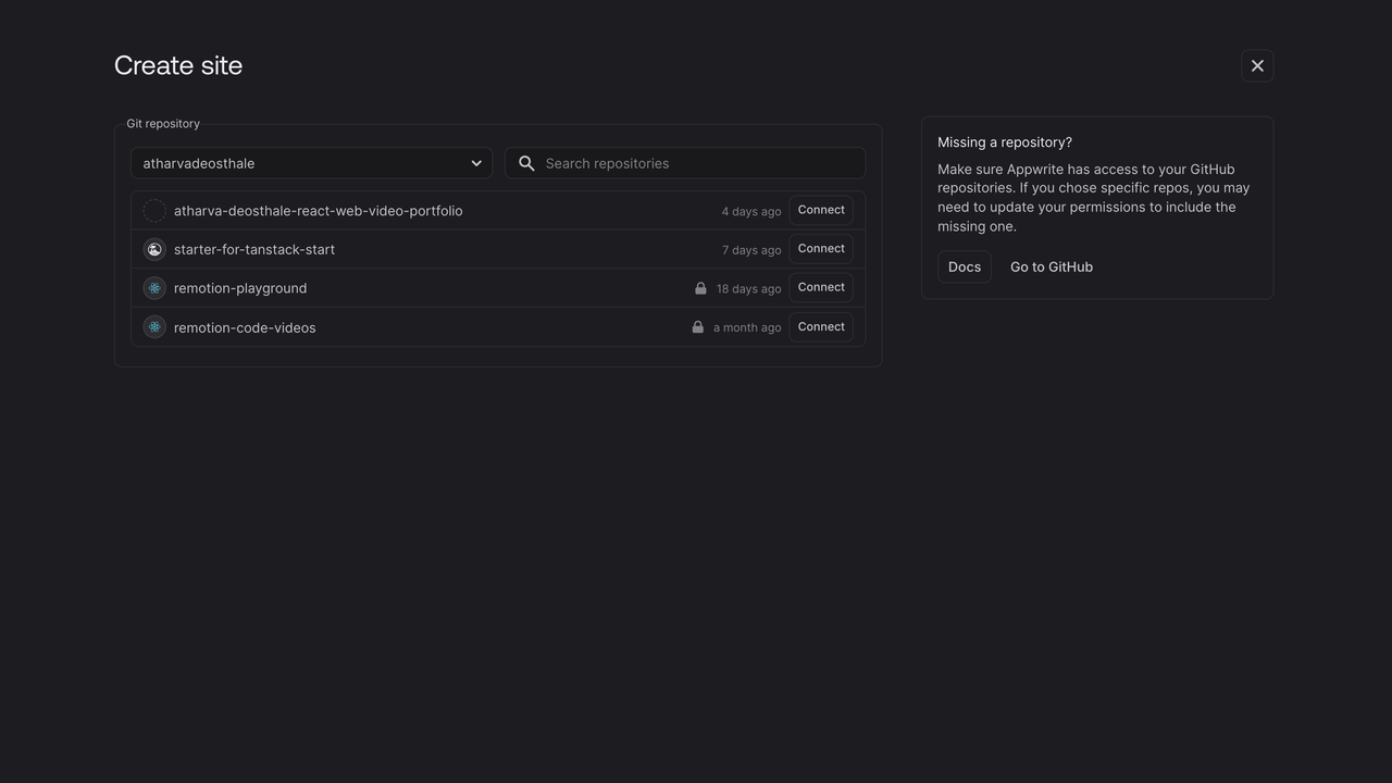 Selecting the repository