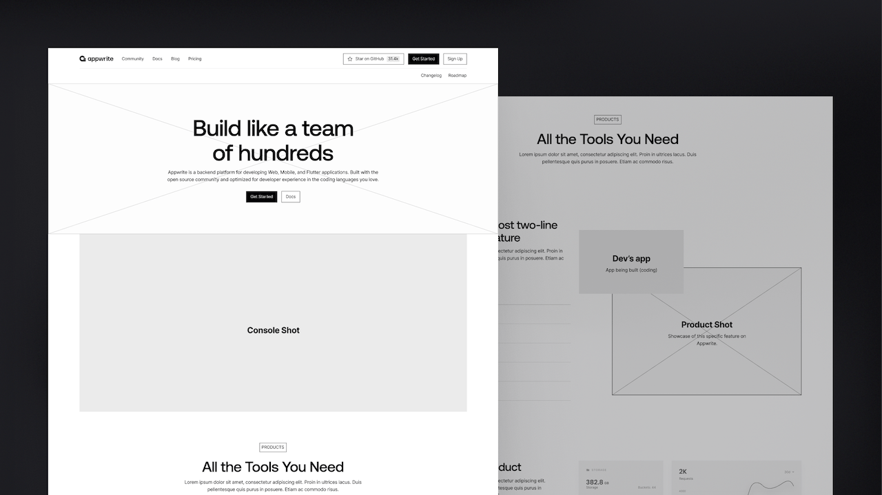 Website wireframes