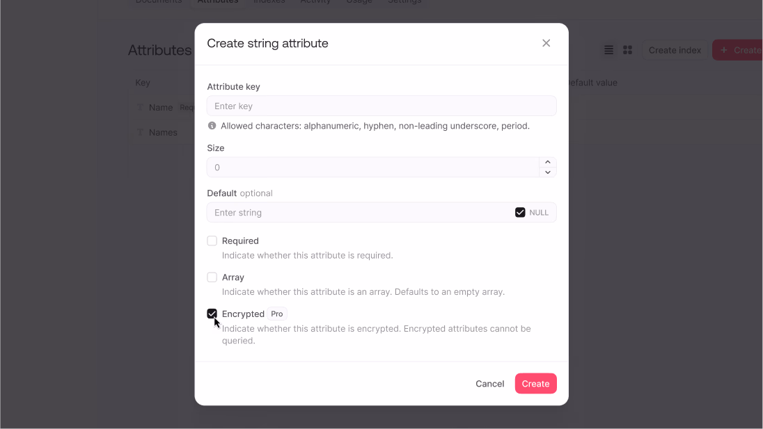 Secure sensitive database fields with encrypted string attributes