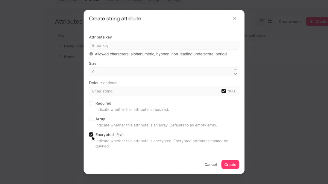 Secure sensitive database fields with encrypted string attributes