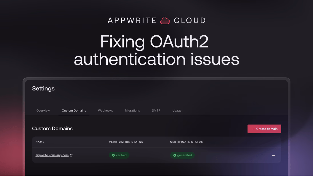 Fixing OAuth2 authentication issues in Appwrite