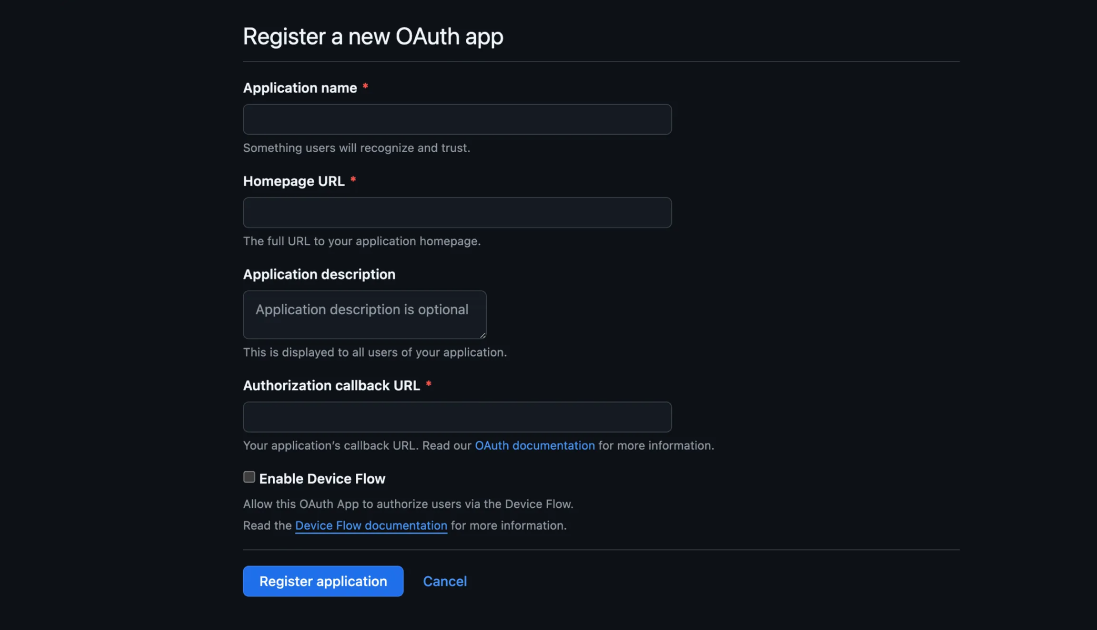 GitHub OAuth app setup