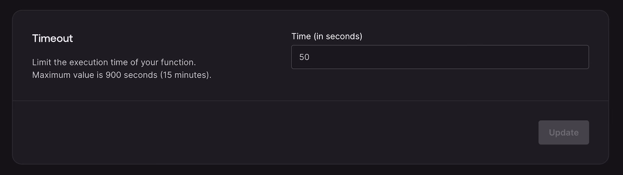Settings timeout