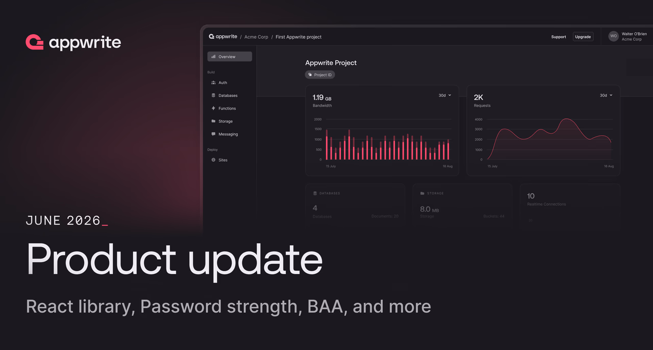 June product update: React library, Password strength, BAA and more