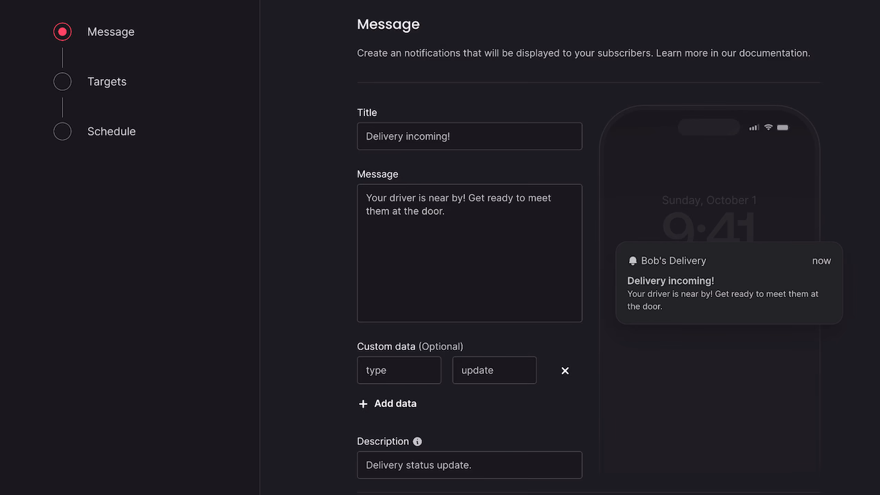 Creating a message from the Console