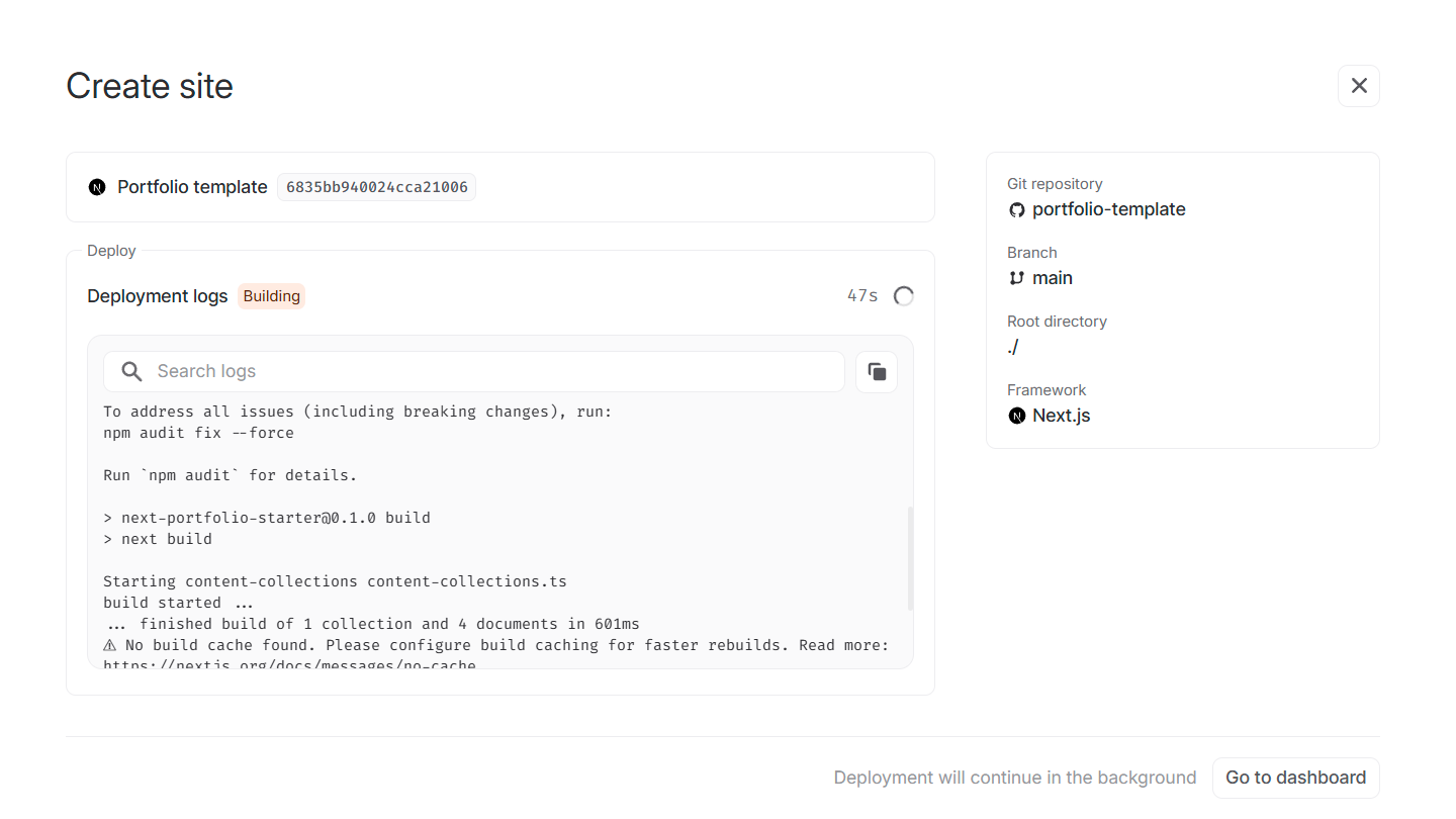 Deployment logs