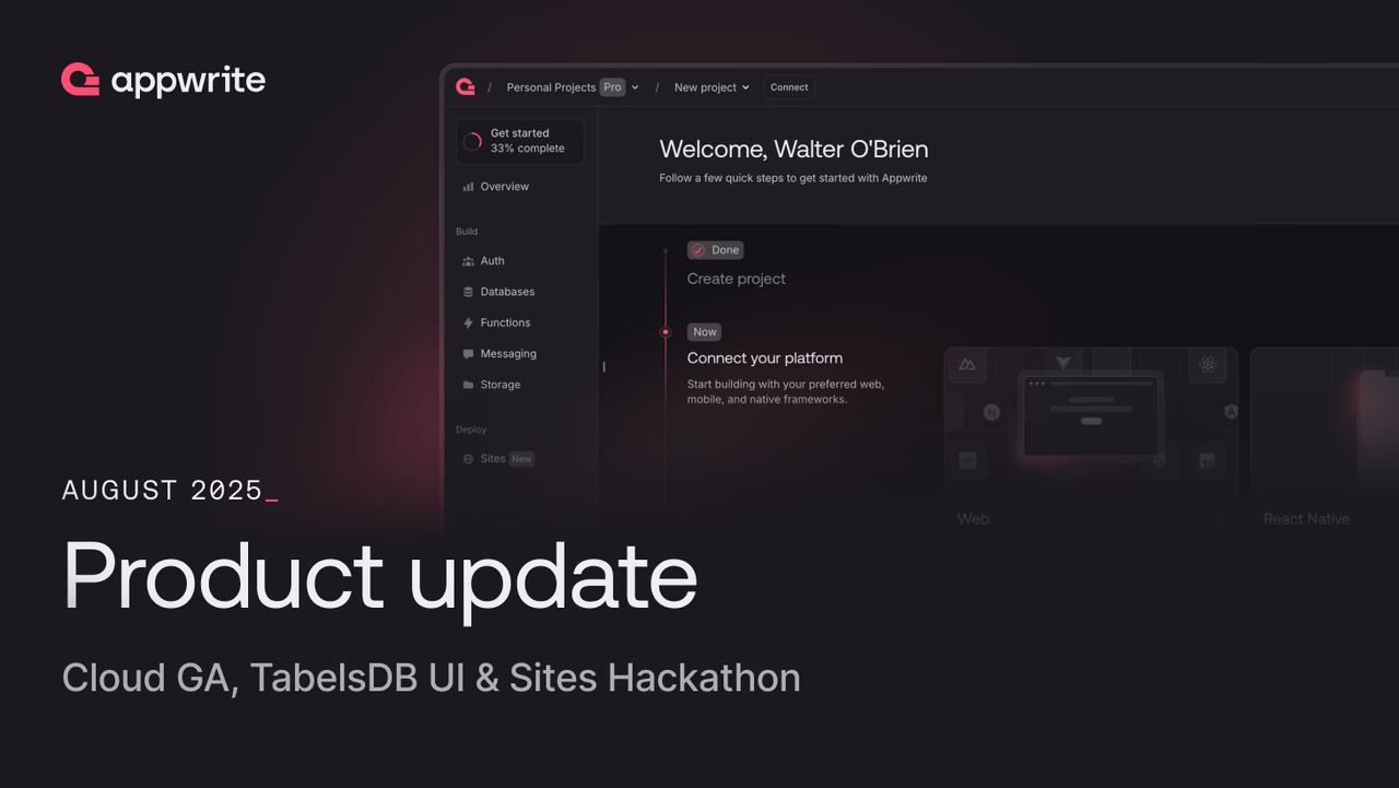 August product update: Cloud GA, new TablesDB UI & Sites Hackathon
