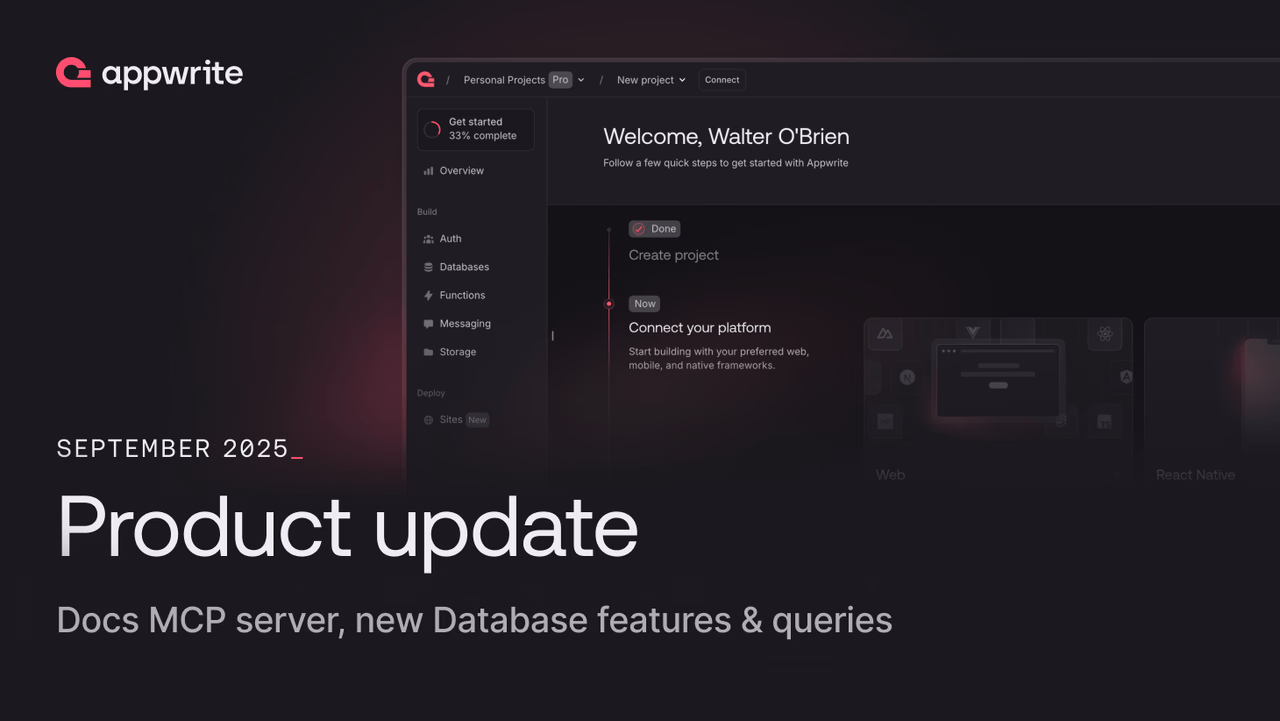 Appwrite September product update: Docs MCP server, new Database features, and queries