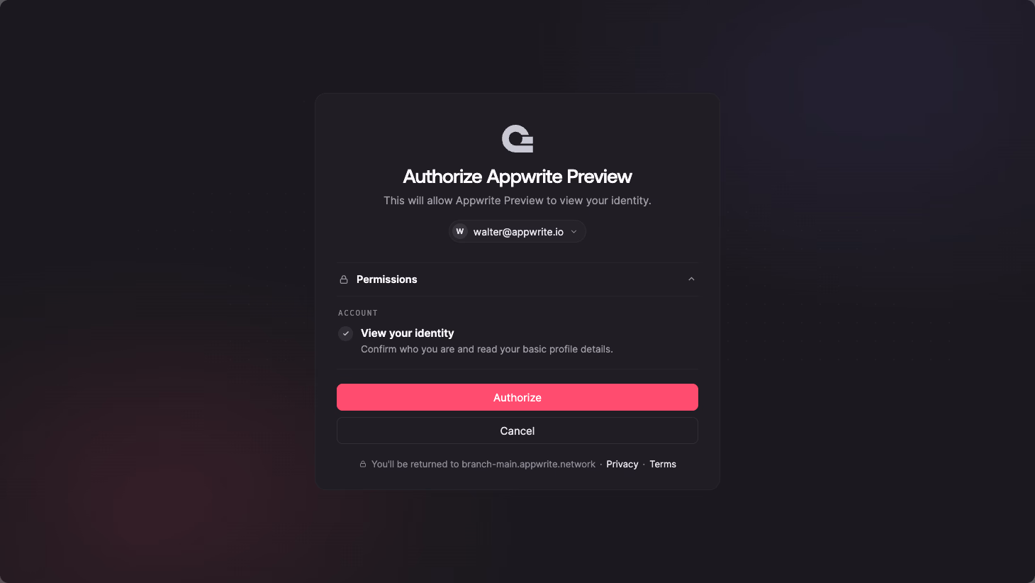 Authenticated preview deployments for Appwrite Sites