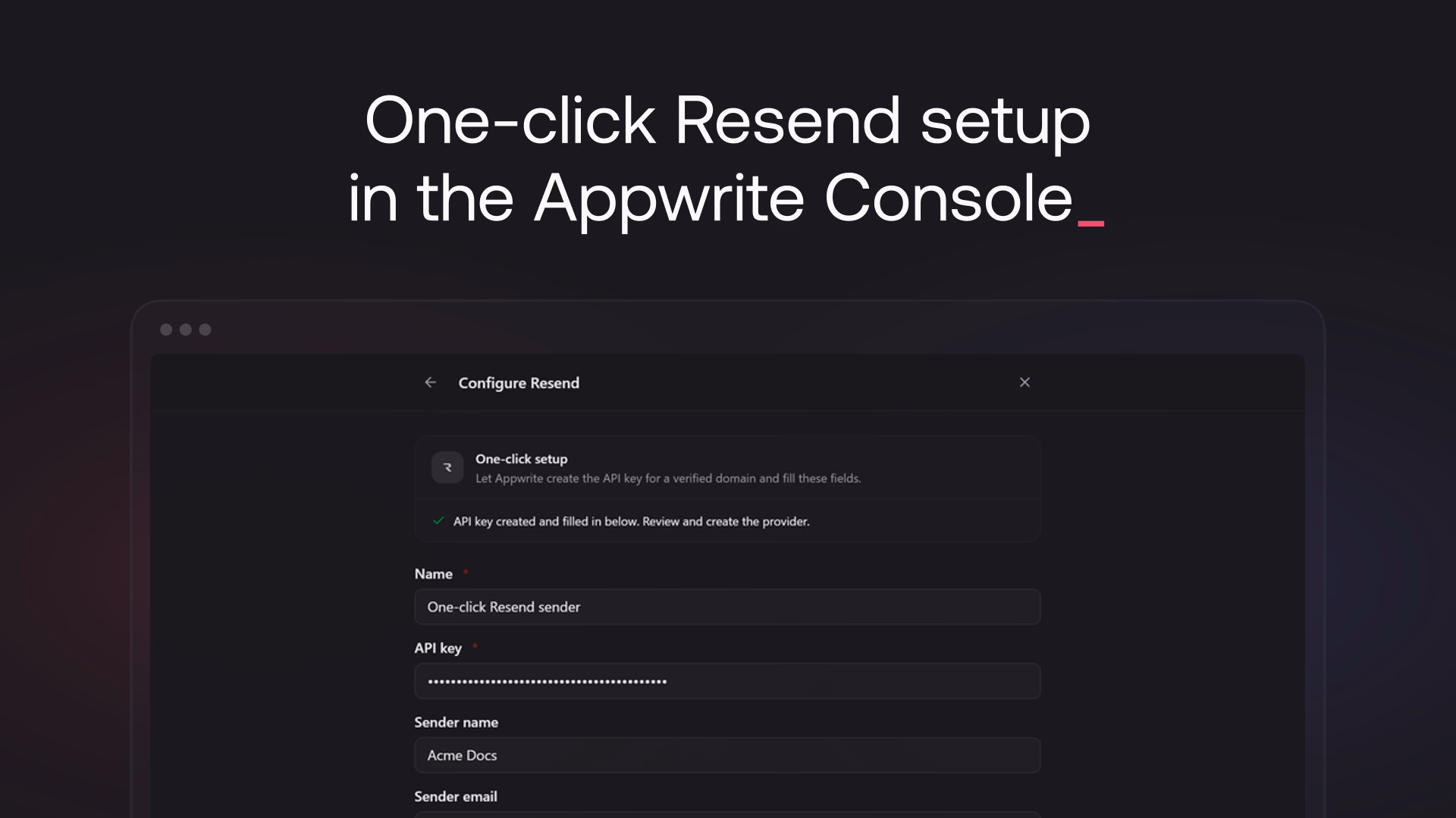 One-click Resend setup