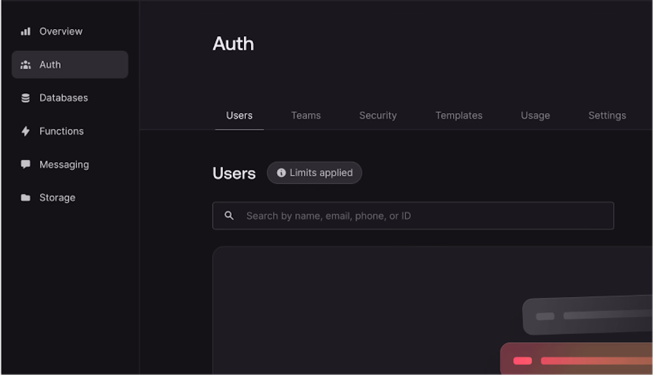 Appwrite auth page