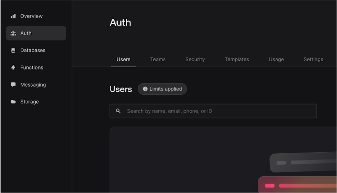 Appwrite auth page