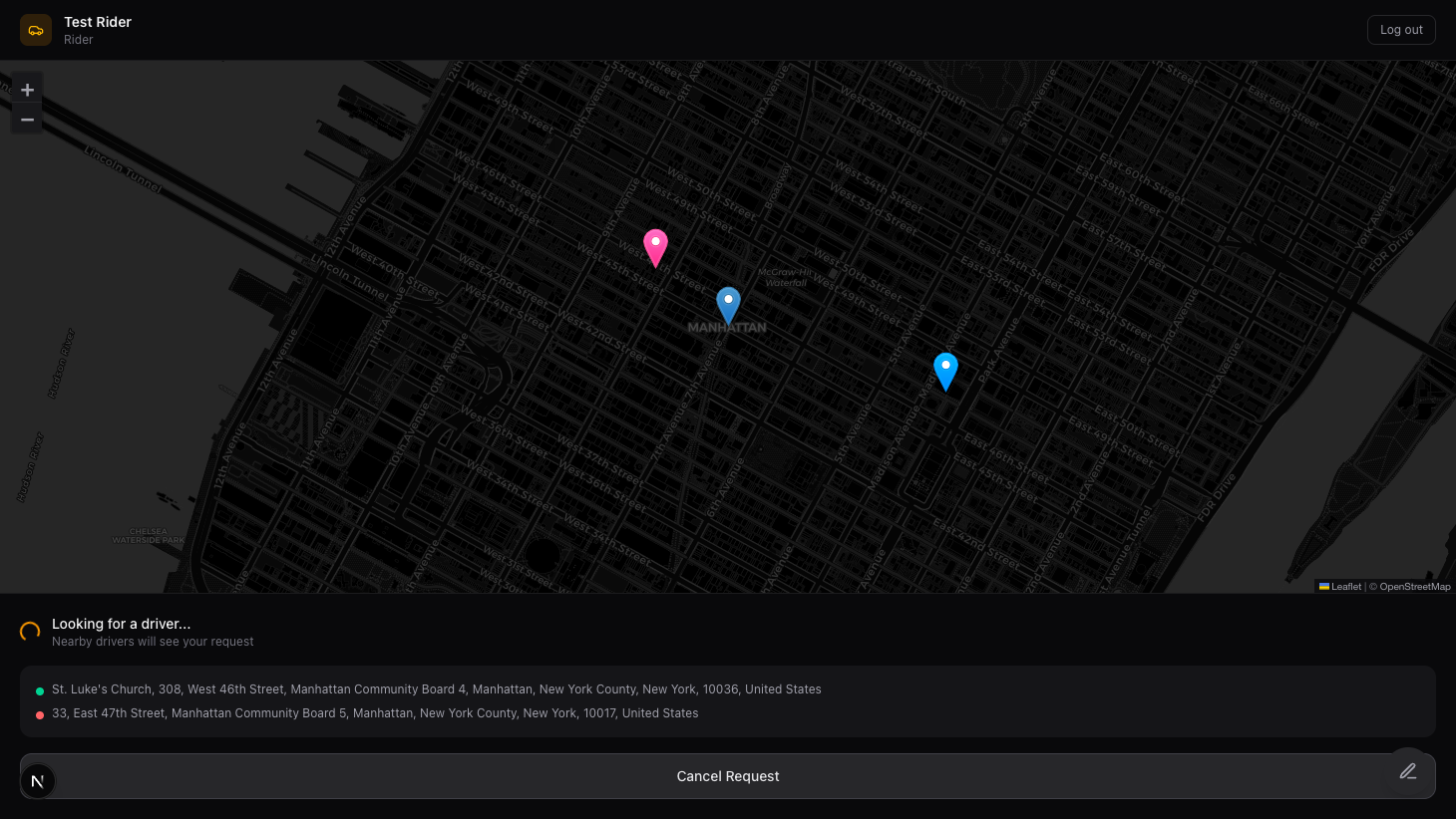 Waiting for driver with markers on the map