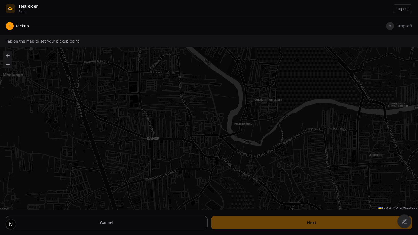 Ride request with pickup selection