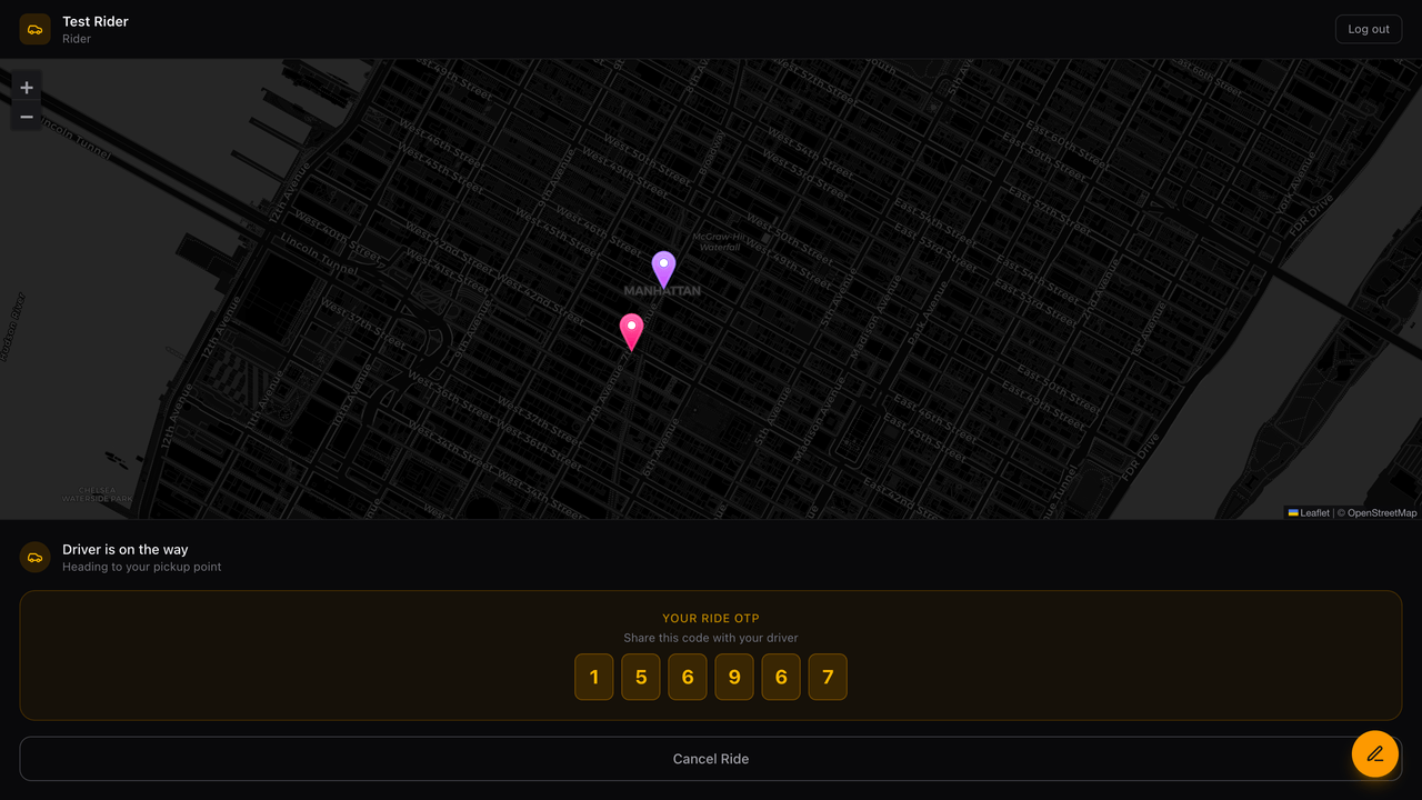 Rider showing OTP to share with driver