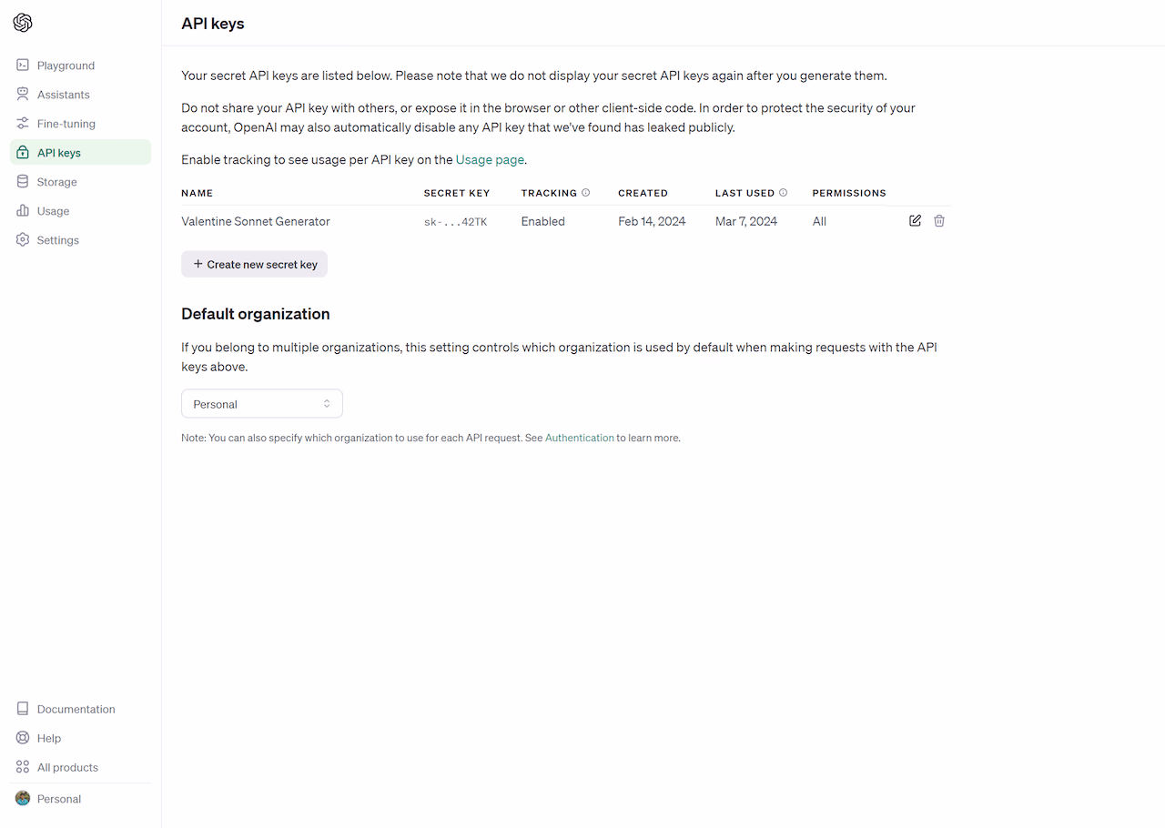 OpenAI API Keys