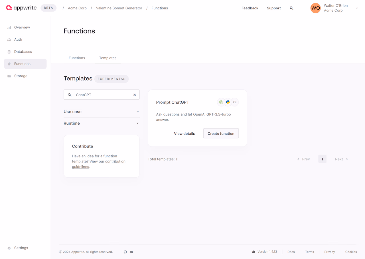 Appwrite Function Templates