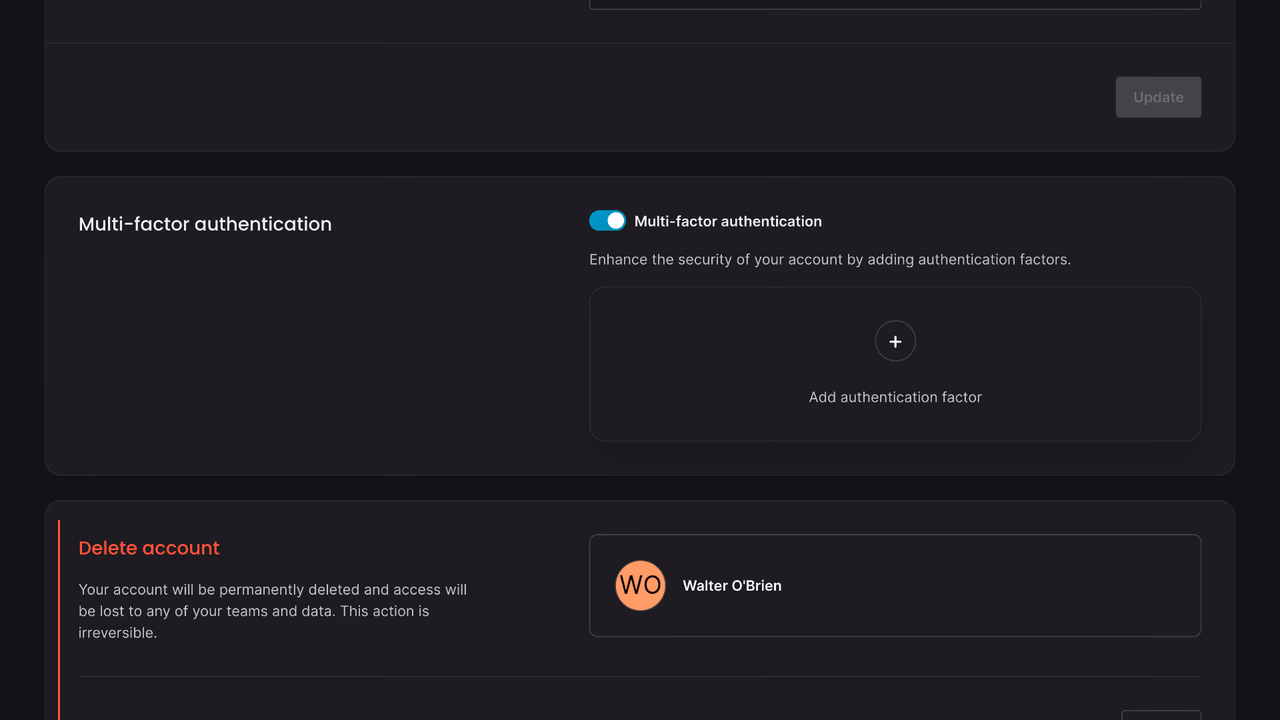 Multi-factor authentication settings