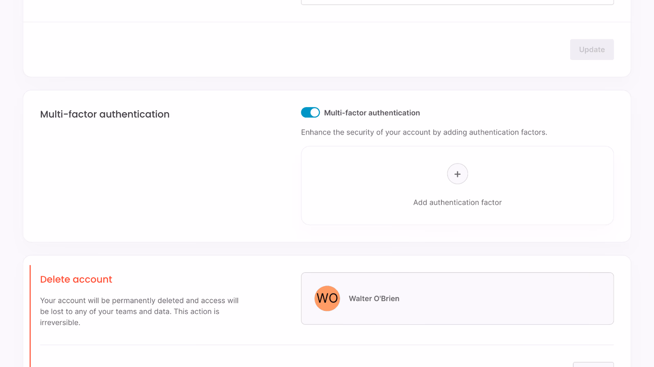 Multi-factor authentication settings