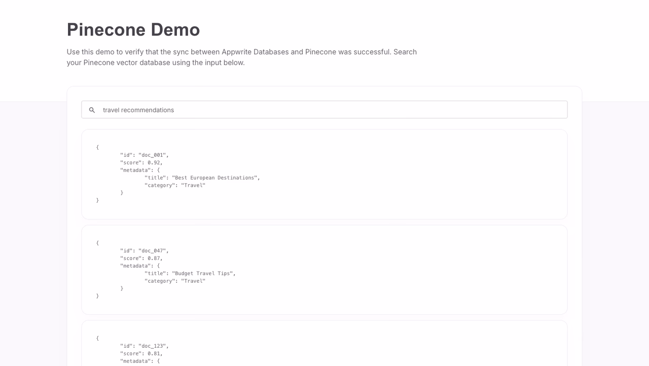 Pinecone search demo