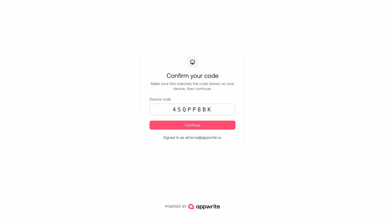 Confirm your device code