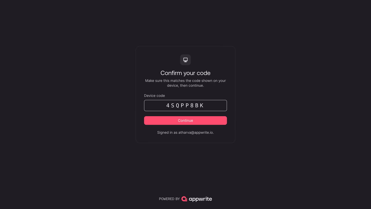 Confirm your device code