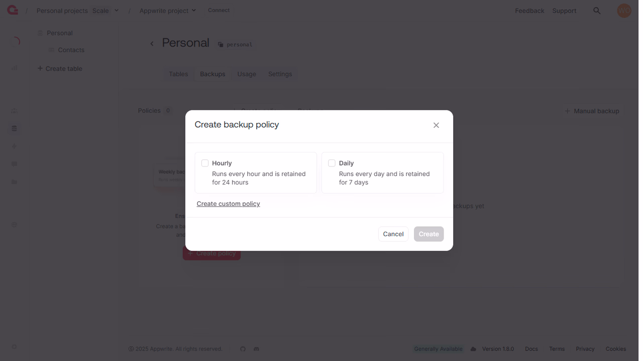 Scale plan policies