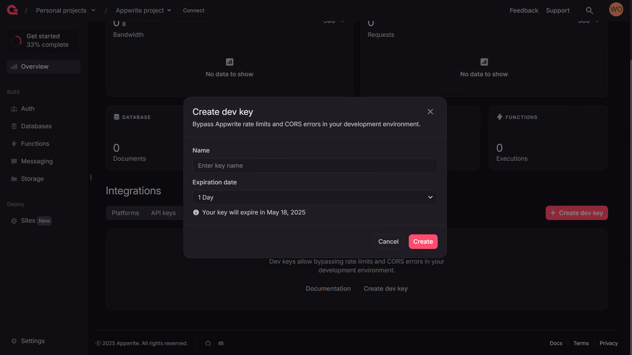 Create dev key