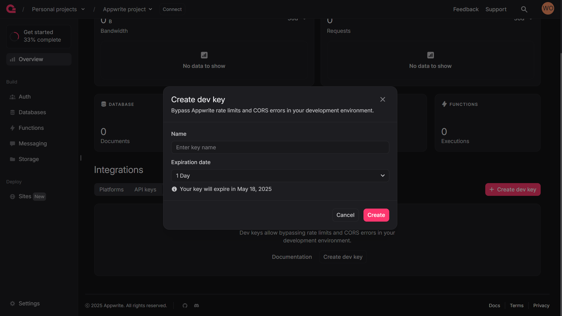 Create dev key