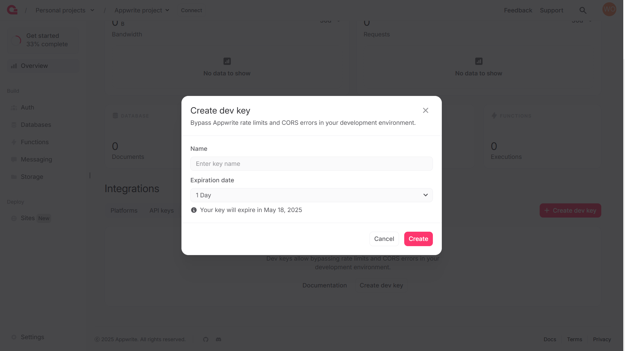 Create dev key
