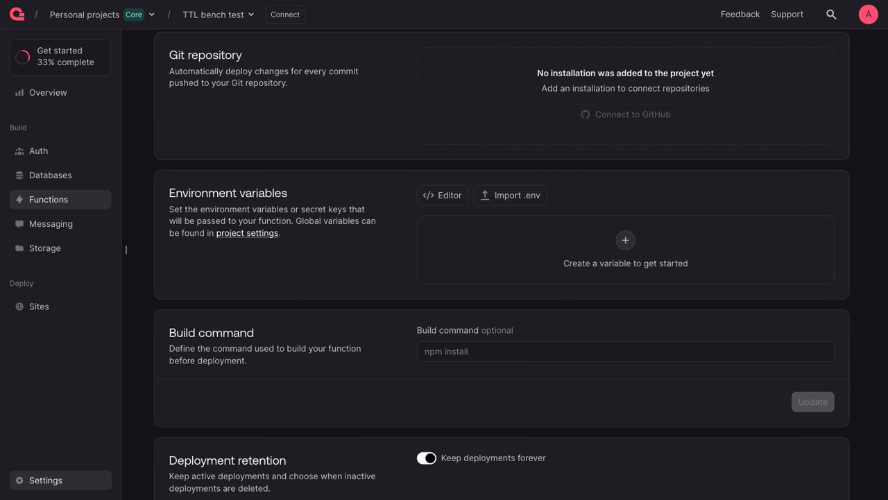 Function environment variables