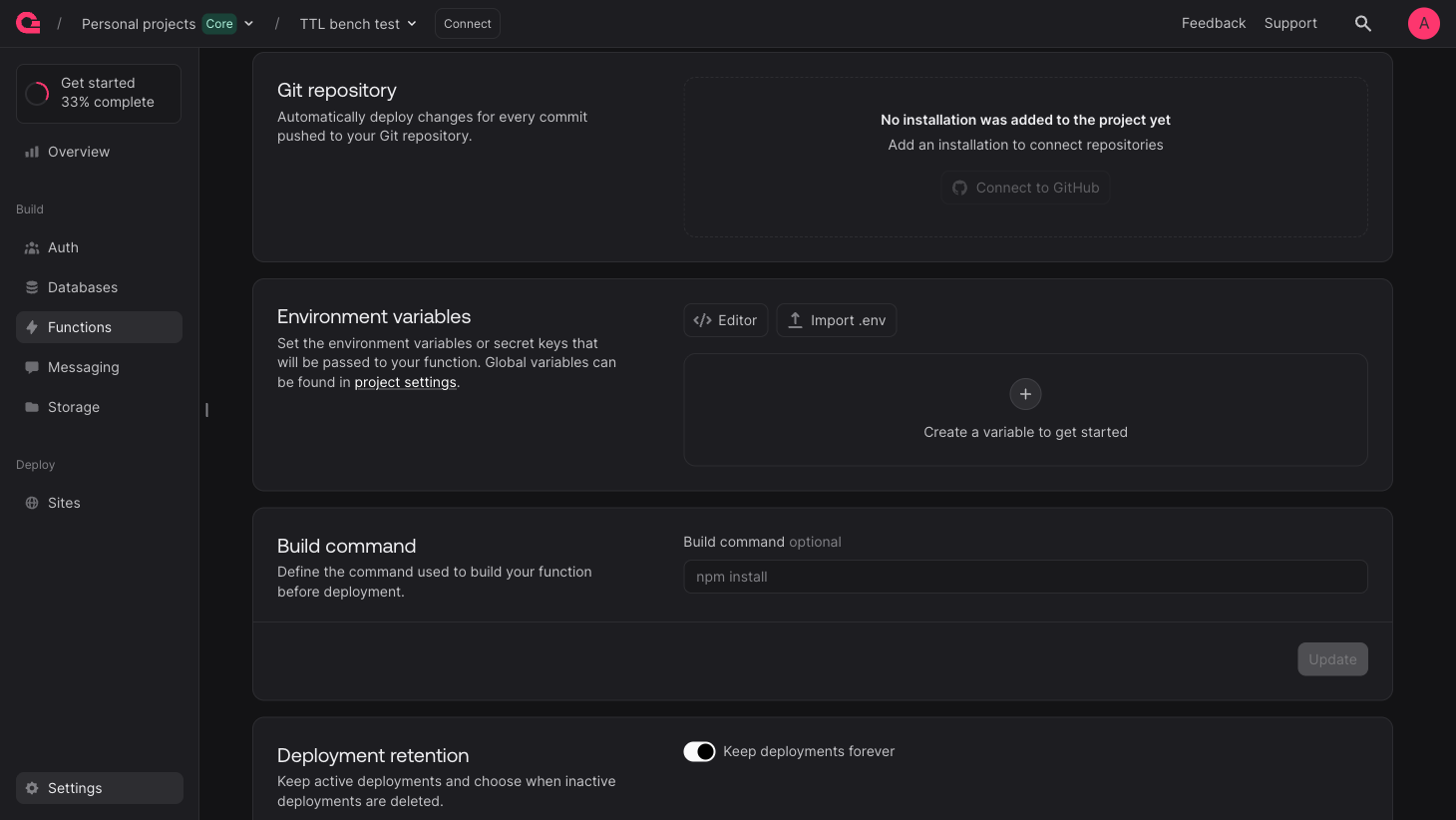 Function environment variables