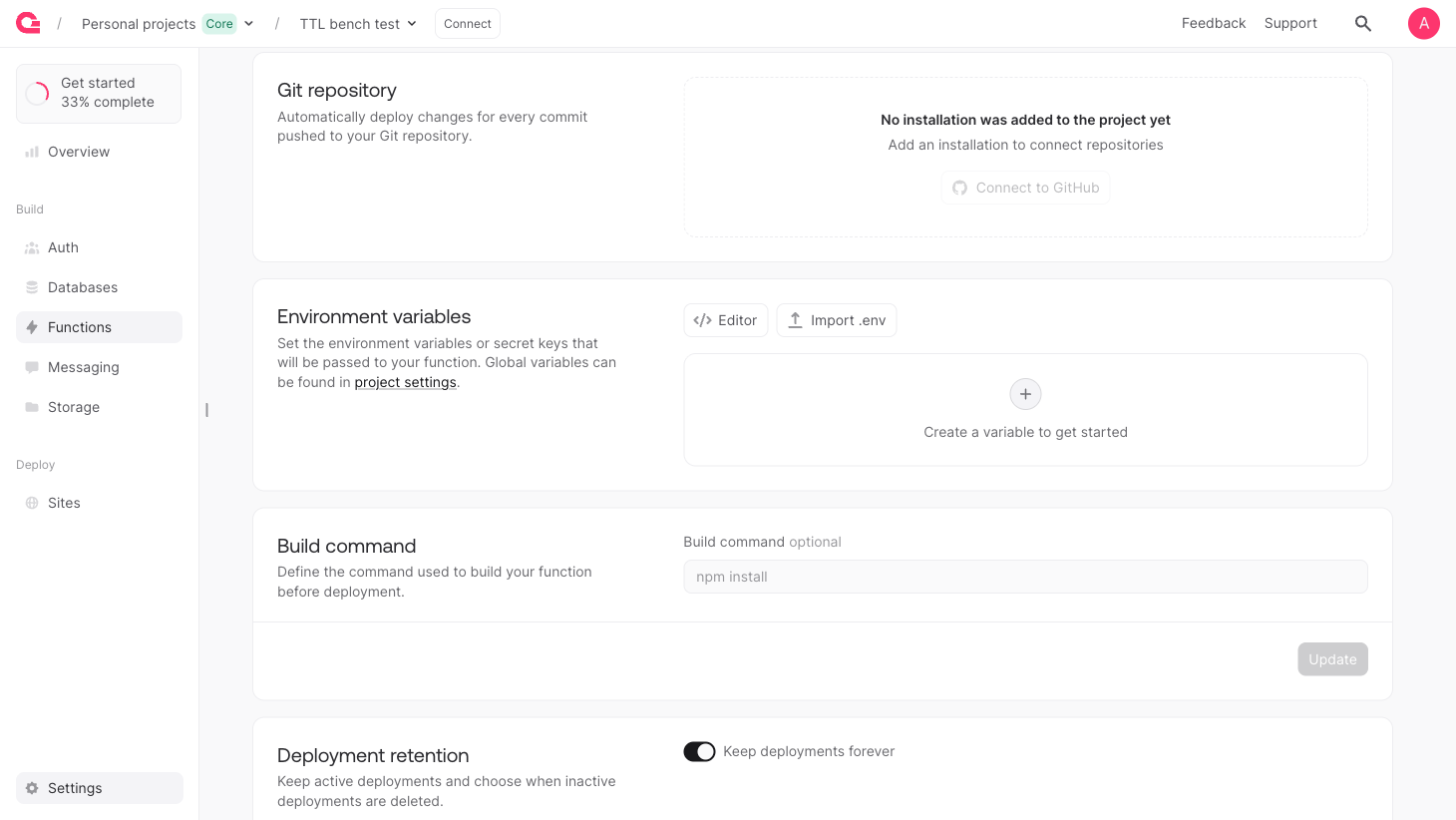 Function environment variables