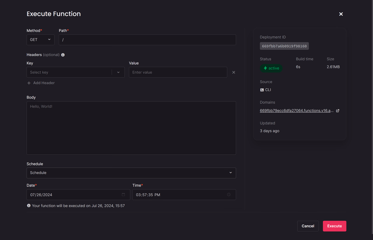 Scheduled execution details screen