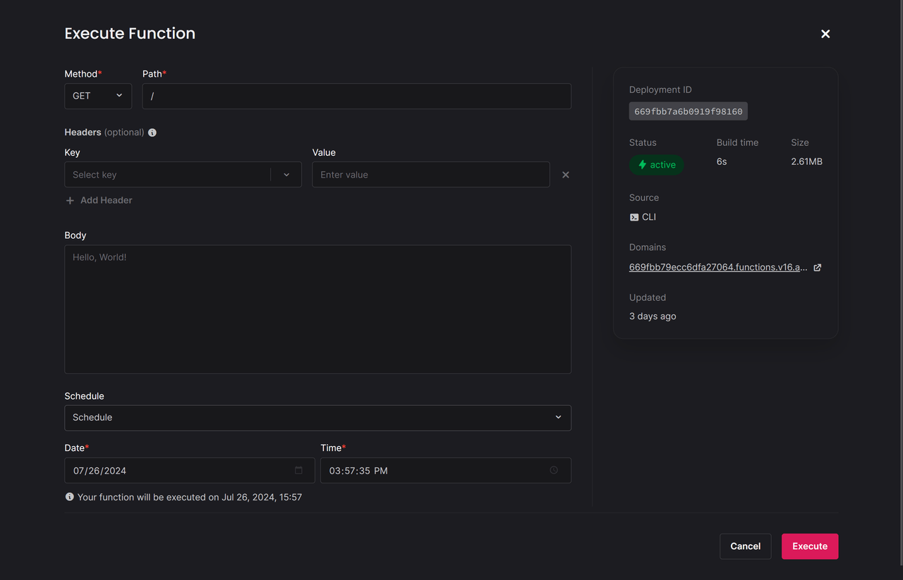 Scheduled execution details screen