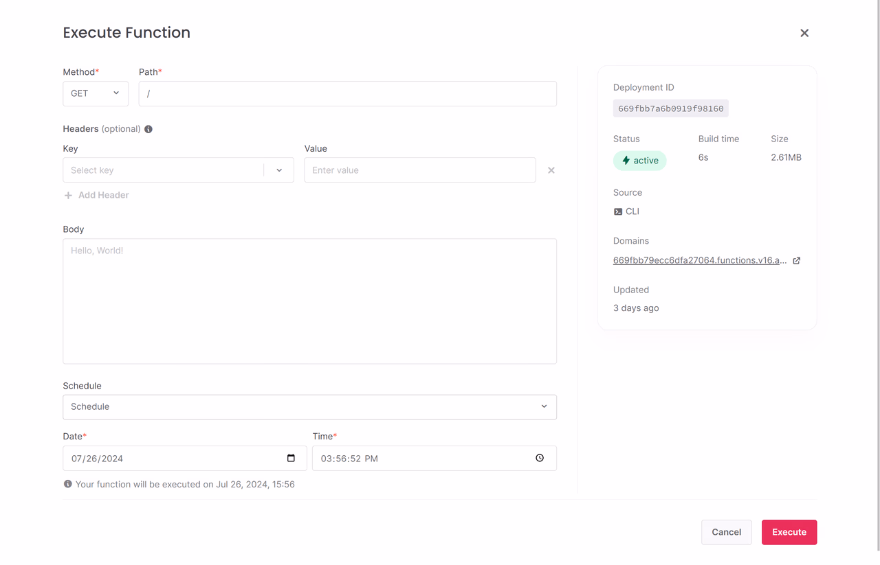 Scheduled execution details screen