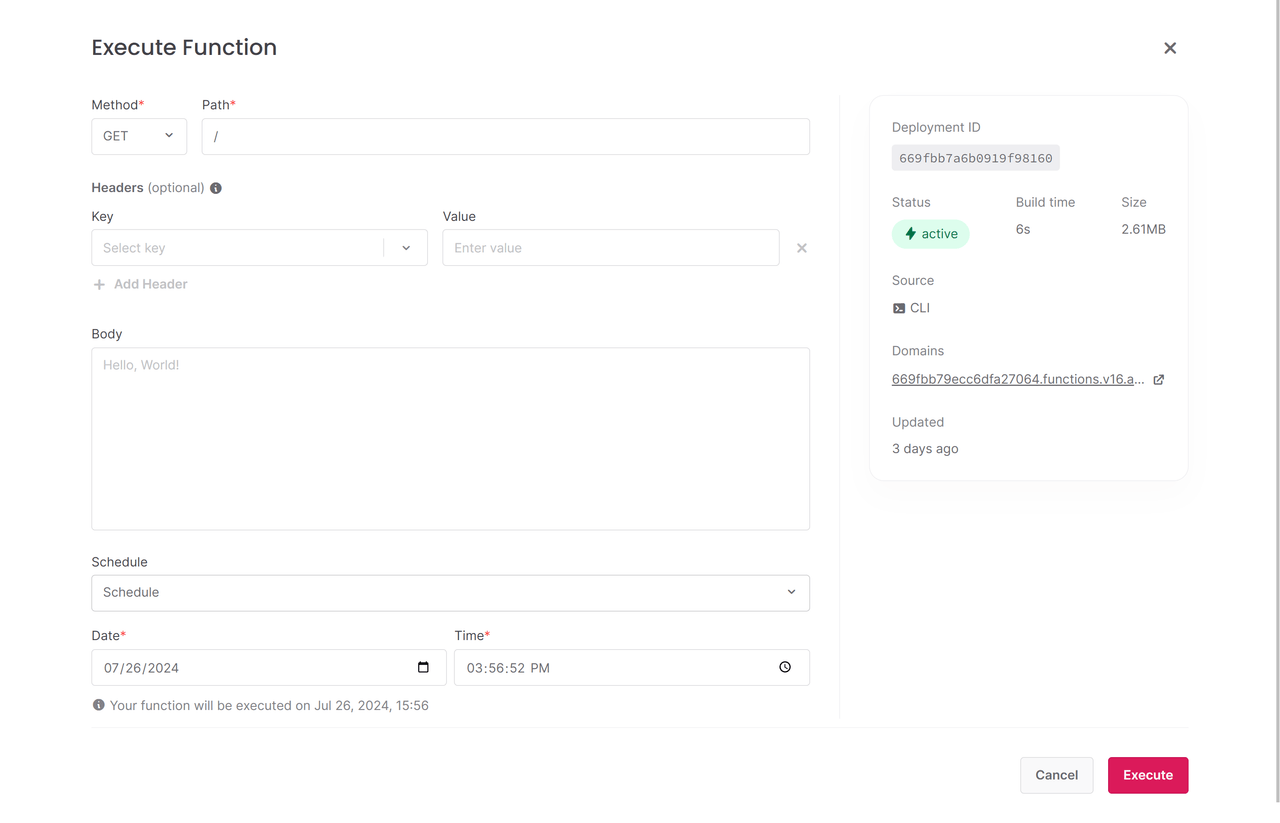 Scheduled execution details screen