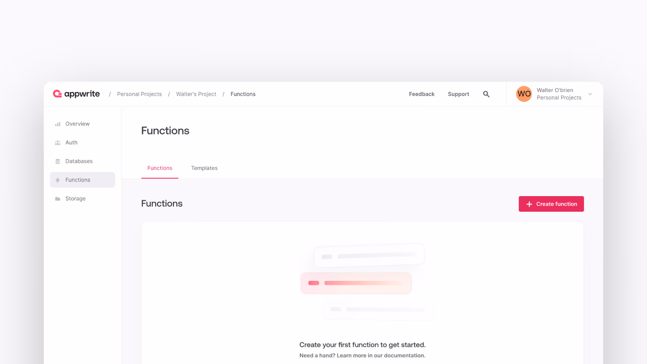 Create function screen