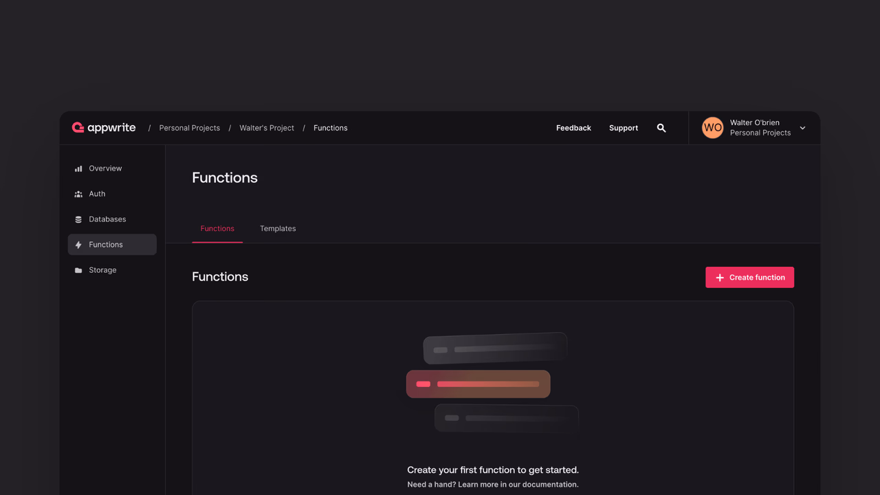 Create function screen