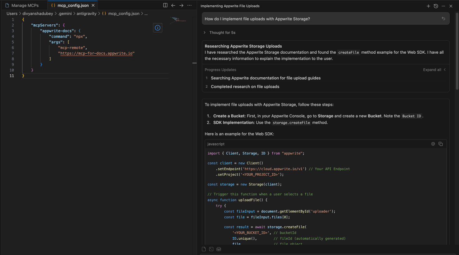 Search for portfolio site in Appwrite project